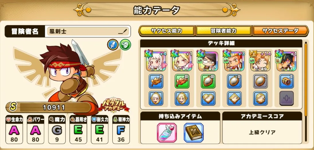 パワアド　パワフルアカデミーでの彼女2での育成結果