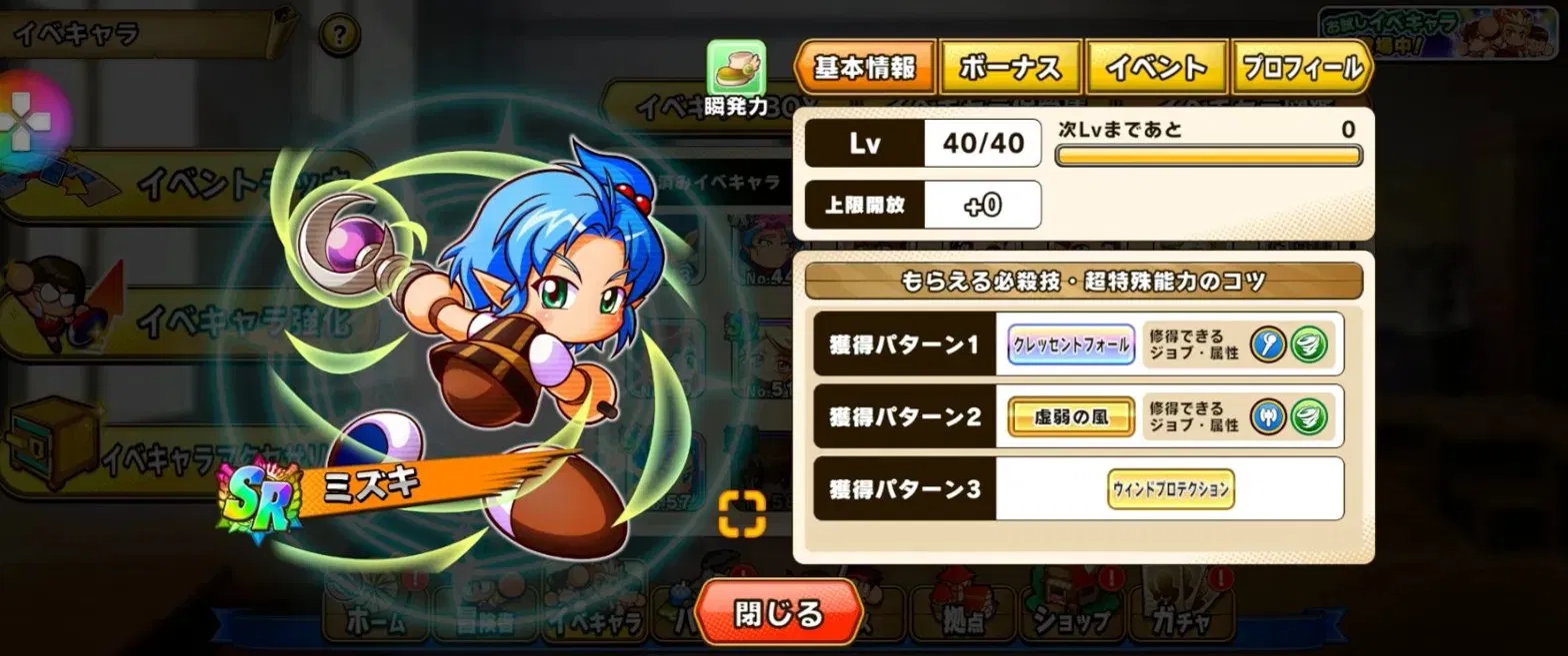 パワアド　ミズキ　プロフィール画面